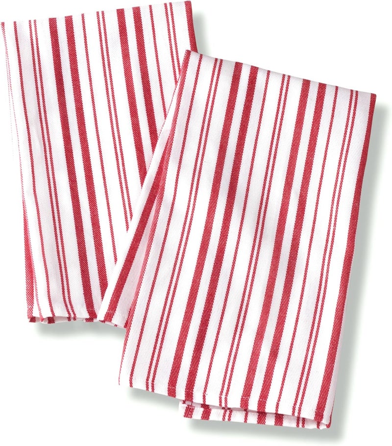 Gurgle Pot Fish Pitcher Combo Gift Set, Large 42oz Pitcher, Matching Salt & Pepper Shakers with Kitchen Towels. Decorative Pitcher That “Gurgles” When You Pour (Red Striped Towels) - Image 5